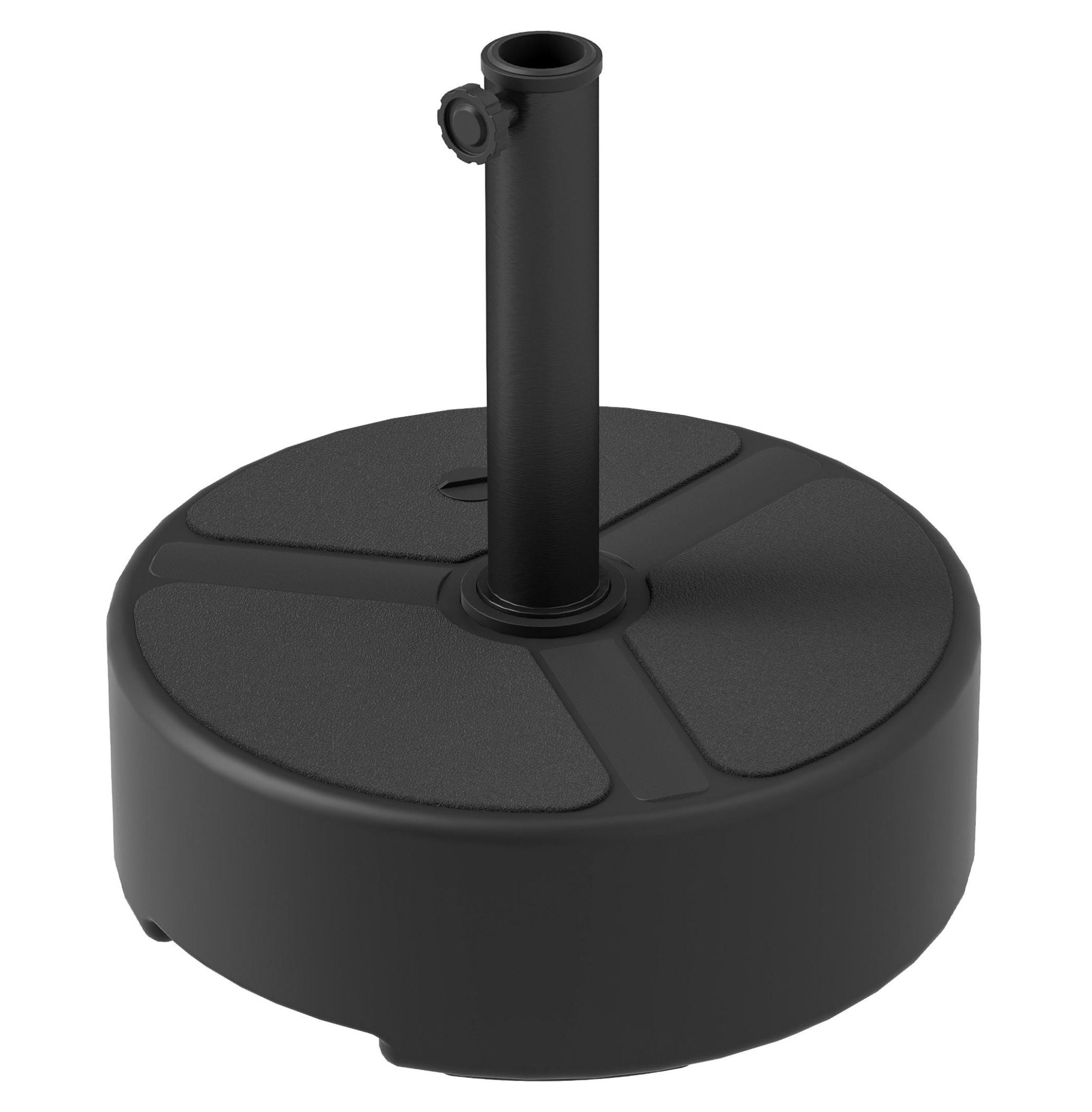 Patio Umbrella Base, 17.7in Heavy Duty Outdoor Stand - 44lbs Sand/40lbs Water Fill - Garden, Pool, Deck - Black - Fits 1.5"/1.9" Pole