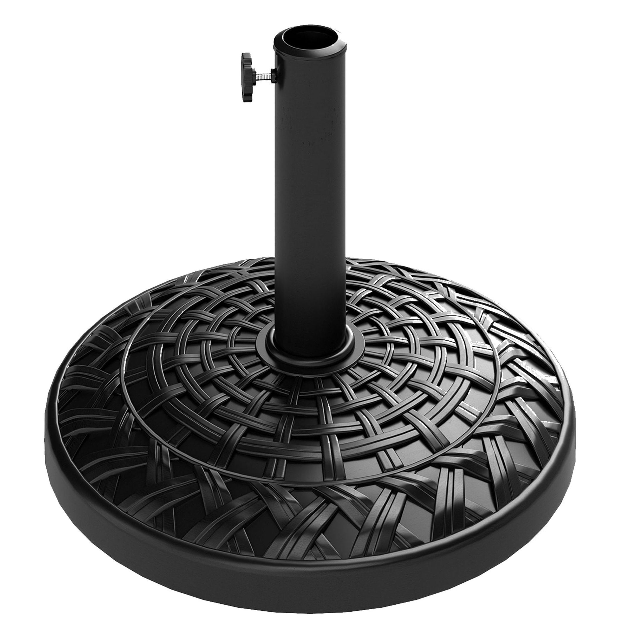 Patio Umbrella Base 26 lbs - Heavy Duty Outdoor Umbrella Stand - 1.5"/1.9" Pole - Round Concrete Holder for Deck, Lawn, Pool - Black