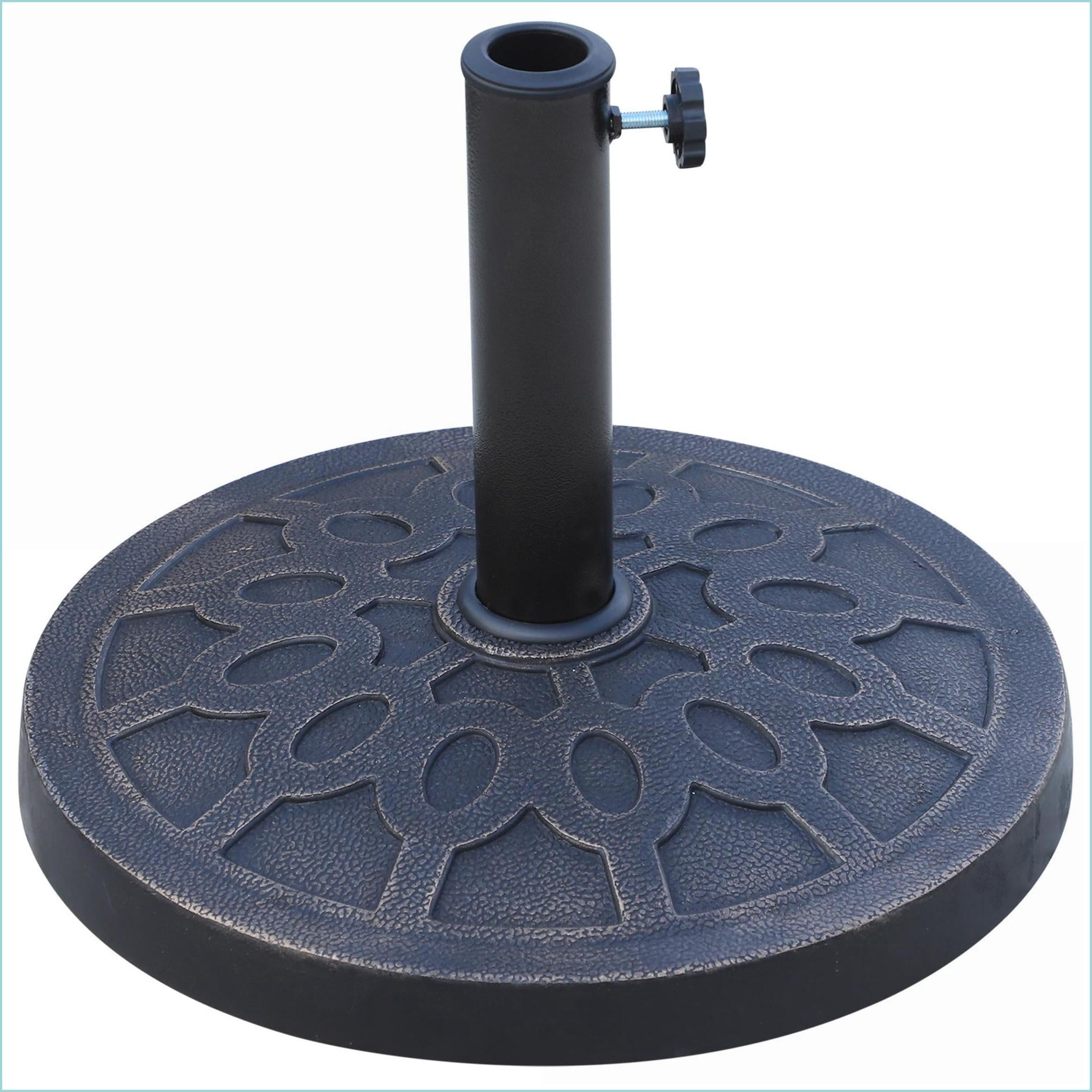 Patio Umbrella Base, 26 lbs Tan Brown Resin Round Stand, Easy Setup, Fits 1.5"/1.89" Poles, for Lawn Deck | Beige | Steel