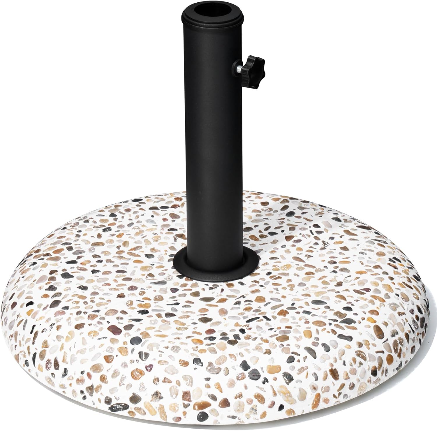 Patio Umbrella Base, 45lbs Heavy Duty Table Umbrella Base, Round Cobble ...