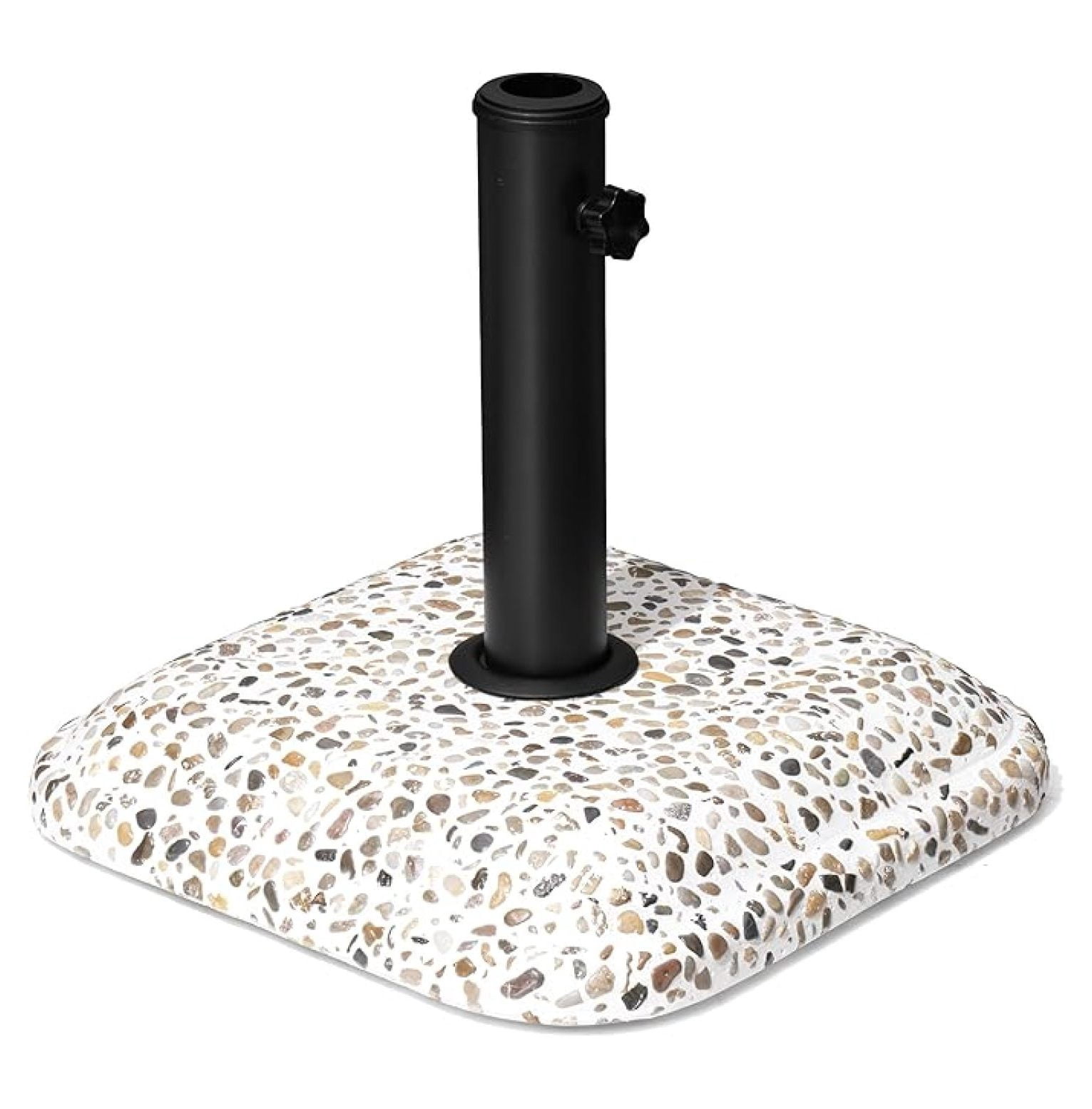 Patio Umbrella Base, 45lbs, Square Cobblestone Concrete Stand, Heavy Duty Umbrella Stand for Outdoor, Lawn, Deck, Poolside