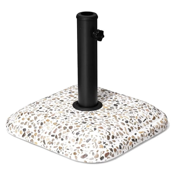 Patio Umbrella Base, 45lbs, Square Cobblestone Concrete Stand, Heavy Duty Umbrella Stand for Outdoor, Lawn, Deck, Poolside