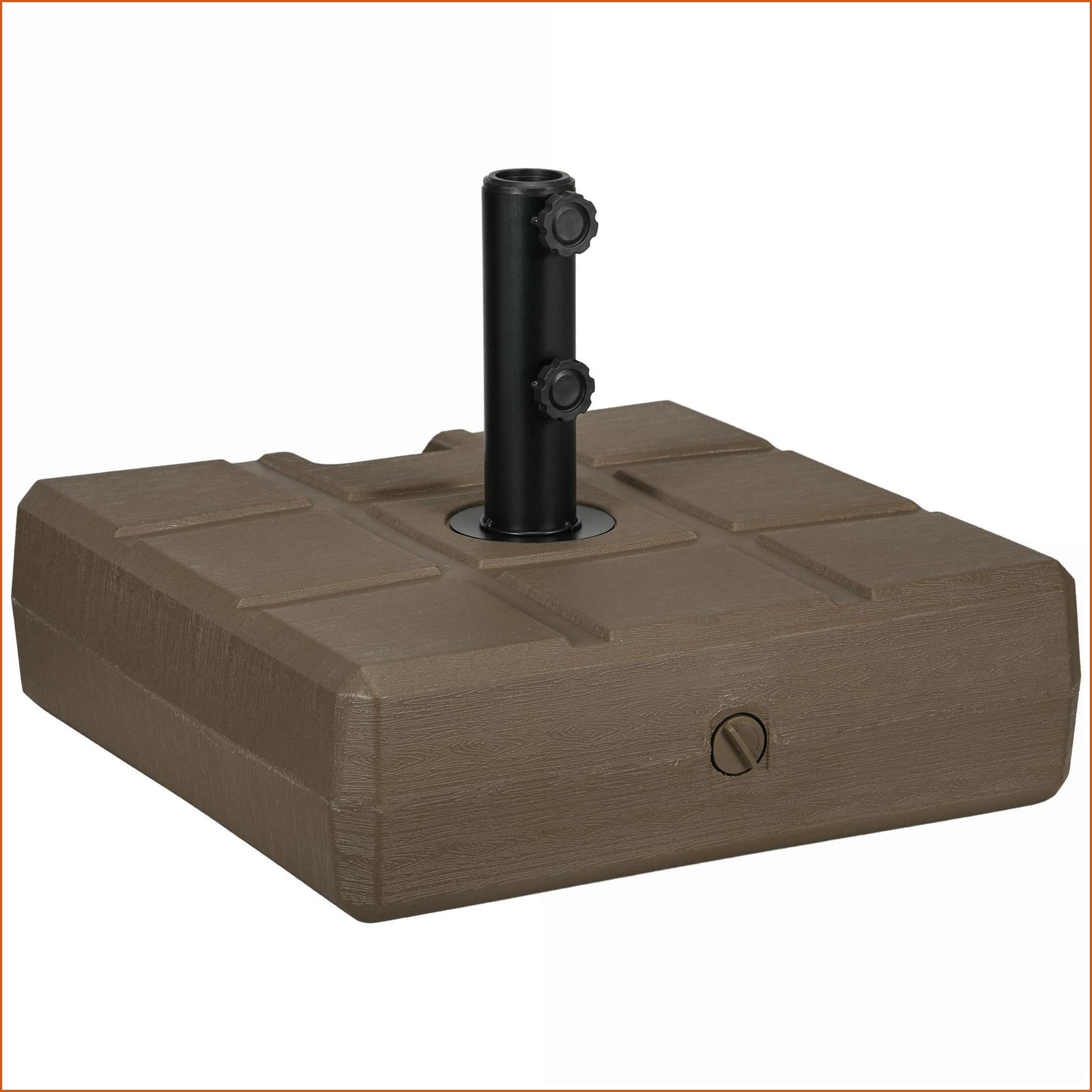 Patio Umbrella Base, Heavy Duty Fillable Outdoor Stand for Patio, Fits 1.25", 1.5", 2" Poles, Reversible Walnut Brown | HDPE | Gray