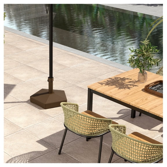 Patio Umbrella Base - Heavy Duty Outdoor Stand, 42lbs Sand/33lbs Water Capacity, Garden Poolside Parasol Holder, Stable Base, Brown