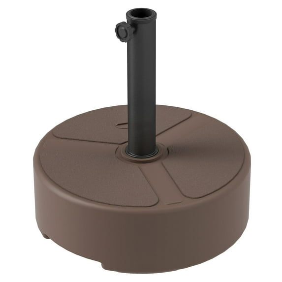 Patio Umbrella Base, Heavy Duty Outdoor Stand - 44lbs Sand/40lbs Water - Brown