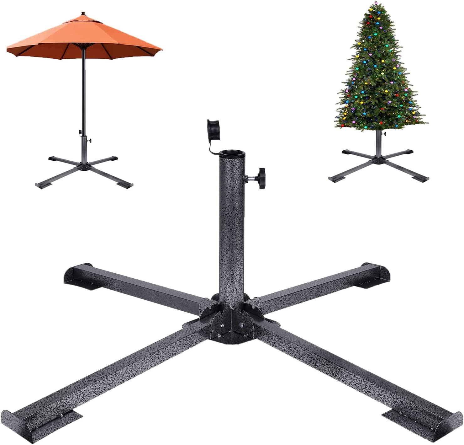 Patio Umbrella Base Holder, Foldable Sun Shade Anchor, Portable Beach Umbrella Stand, Adjustable Heavy Duty Iron Base, Outdoor Parasol Support