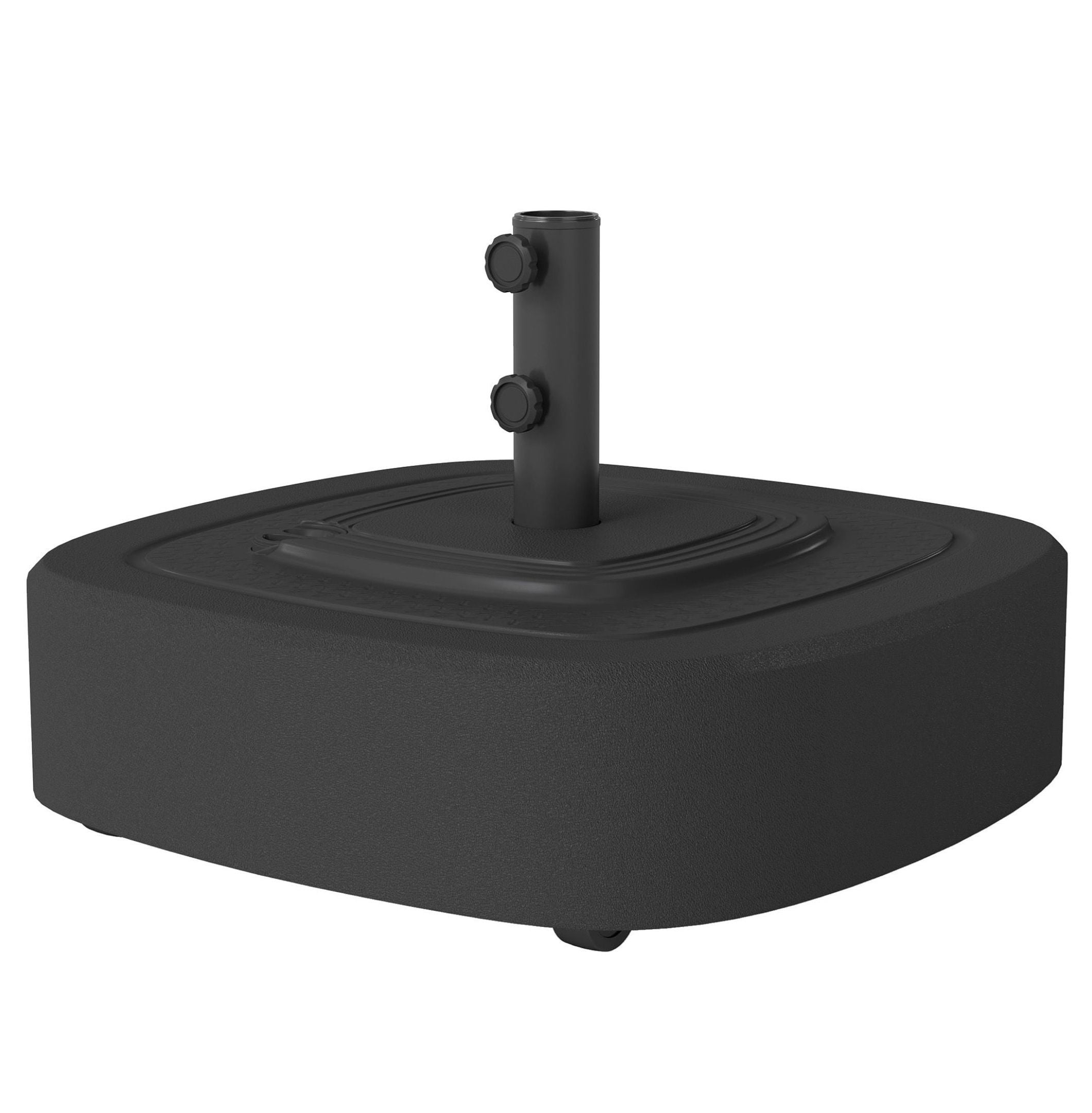 Patio Umbrella Base Outdoor with Wheels - 1.5"/1.89" Pole - 110lbs Capacity - Heavy Duty Stand for Deck, Poolside, Garden - Black Woodgrain Finish