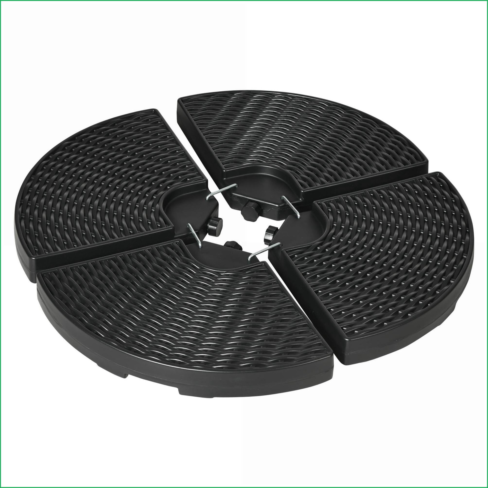 Patio Umbrella Base Weights | 4-Piece for Offset Cantilever Umbrellas | All-Weather Outdoor, Black Round | HDPE | Brown