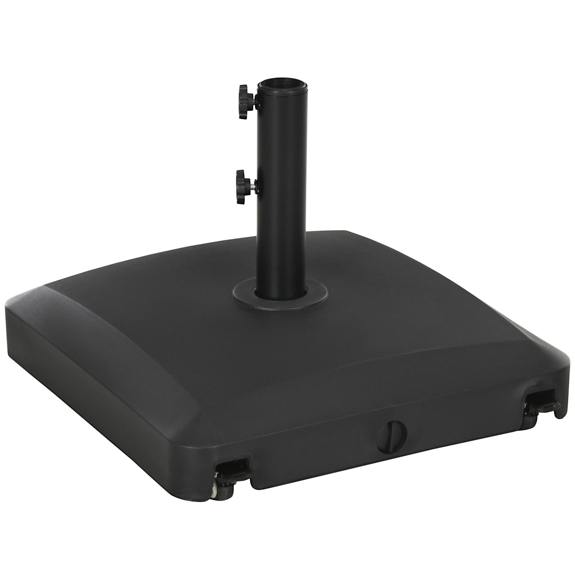 Patio Umbrella Base with Wheels, 53lbs Water or 66lbs Sand Filled, Heavy Duty Outdoor Umbrella Stand Holder, Black