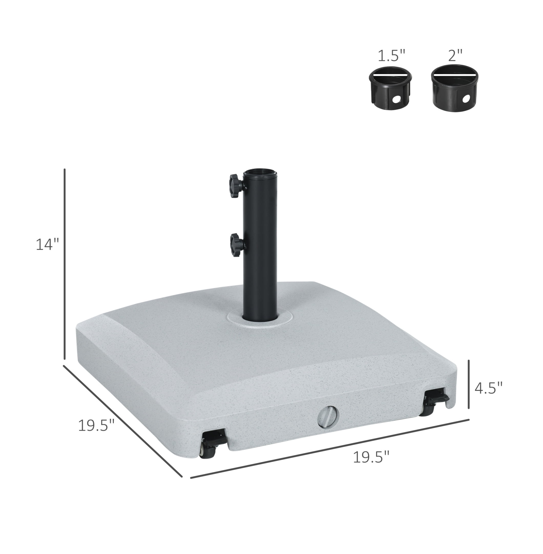 Patio Umbrella Base with Wheels, 53lbs Water or 66lbs Sand Filled, Heavy Duty Outdoor Umbrella Stand Holder, Gray