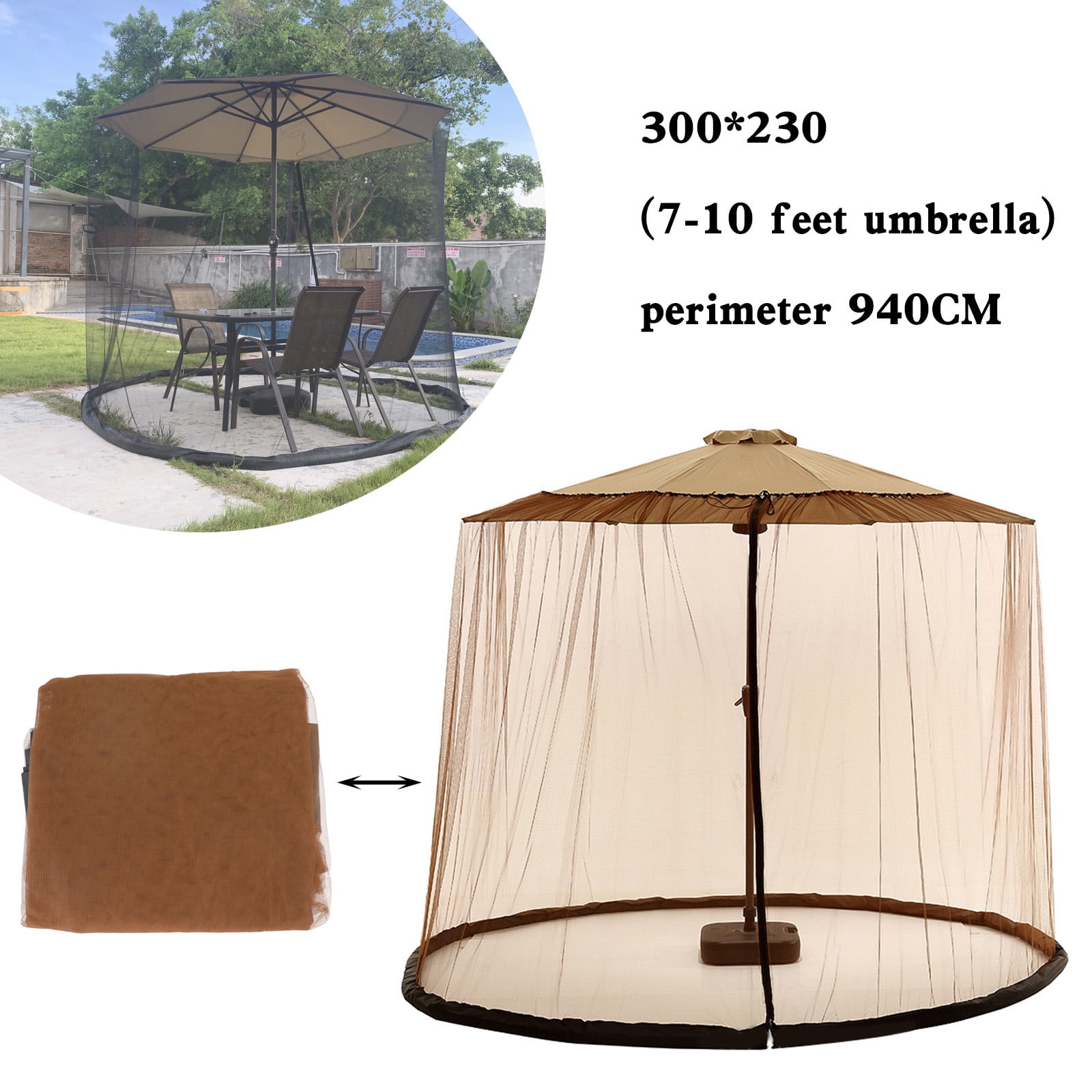 Patio Umbrella Bug Screen W/Zipper Door and Polyester Netting Mosquito
