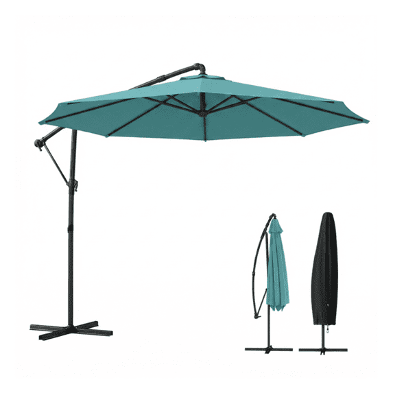 Patio Umbrella Cantilever with Cover, 118 Inch 360° Rotation Outdoor Market Umbrella, UPF 30+ Sun Protection, Crank & Tilt, Steel Pole