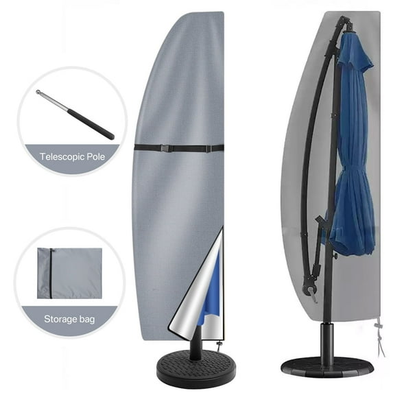 Patio Umbrella Cover - 210D Waterproof Outdoor Offset Banana Style Umbrella Cover - Fits Cantilever Offset Umbrella 7-11 Feet