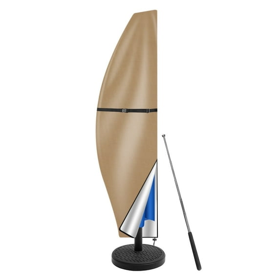 Patio Umbrella Cover 8'-12' Fits Cantilever Offset Umbrella Outdoor Umbrella Covers 420D with Telescopic Rod Water Resistant Parasol Cover Tan
