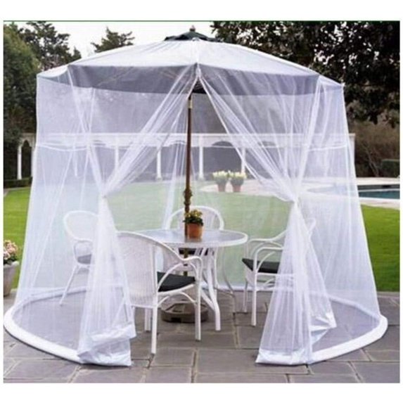 Patio Umbrella Cover Mosquito Netting Screen, Light Weight Zippered Mesh Enclosure Cover for Patio Table Umbrella Outdoor Garden-White 300x230cm(118x91in)