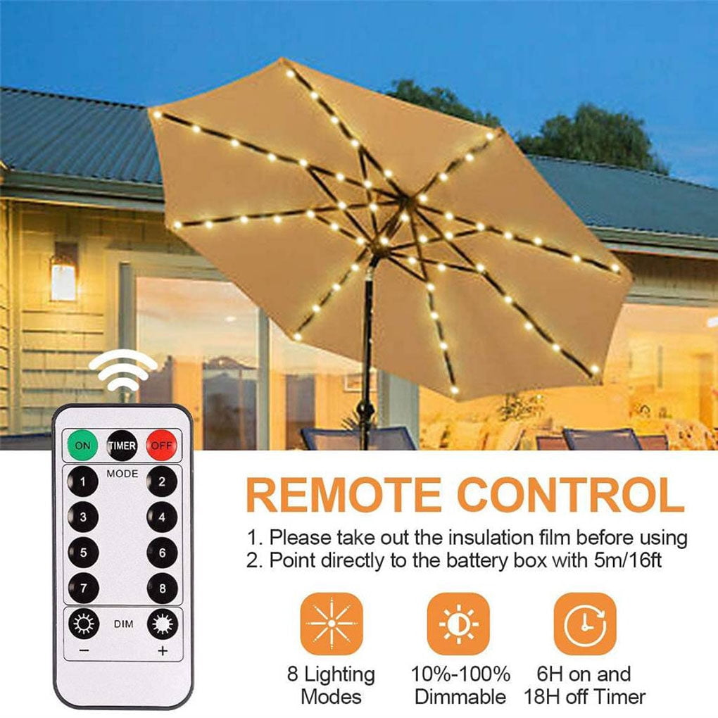 Patio Umbrella Lights, Parasol String Lights with Remote Control, IP67  waterproof, Outdoor Decor Lights for Patio Backyard Umbrella Outdoor Garden  Decor, Warm White - Walmart.com