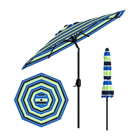 Patio Umbrella, Market Parasol 9FT Outdoor with 8 Ribs - Crank Lift, Push Button Tilt, UV Protection, Waterproof for Garden Yard Deck Pool