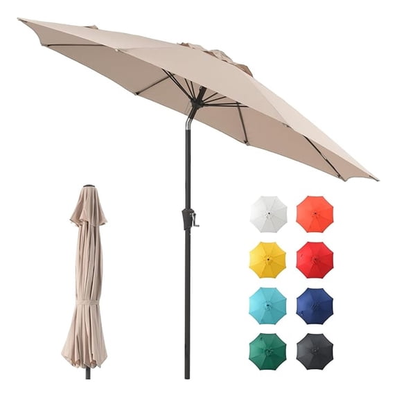 Patio Umbrella Outdoor 9FT - Waterproof UV Protection Tilt & Crank Umbrella for Patio, Beach, Garden, Deck - Beige