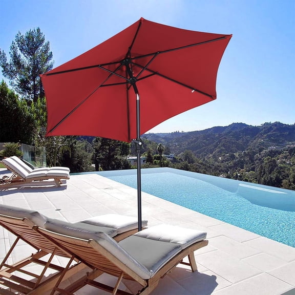 Patio Umbrella, Outdoor Table Umbrella with Push Button Tilt and Crank for Garden, Lawn, Deck, Backyard & Pool