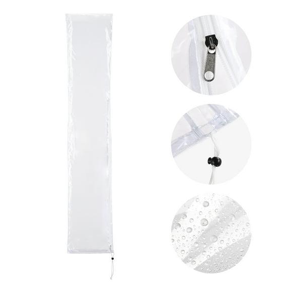 Patio Umbrella Protective Cover Bag Clear PVC w/ Zipper for 8 Ft Outdoor Canopy