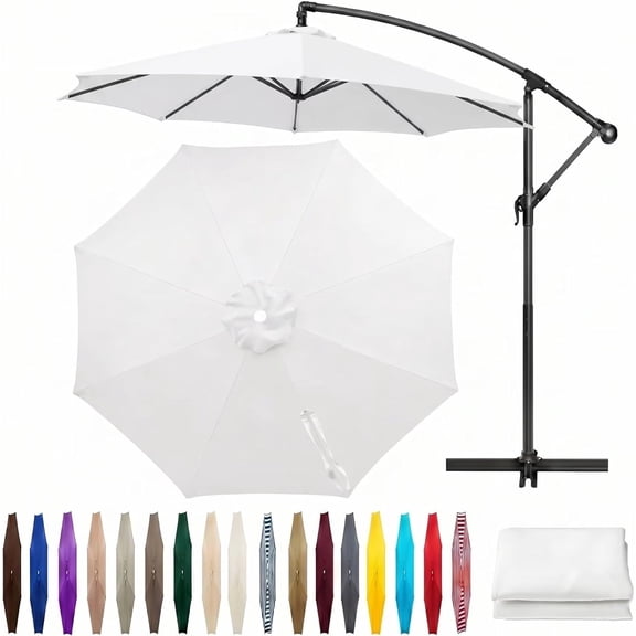 Patio Umbrella Replacement Canopy 7ft/7.5ft/8ft/9ft/10ft/12ft/13ft, Offset Cantilever Outdoor Market Umbrella Top Round Cover Waterproof for Pool, Deck, Garden, Backyard , Red