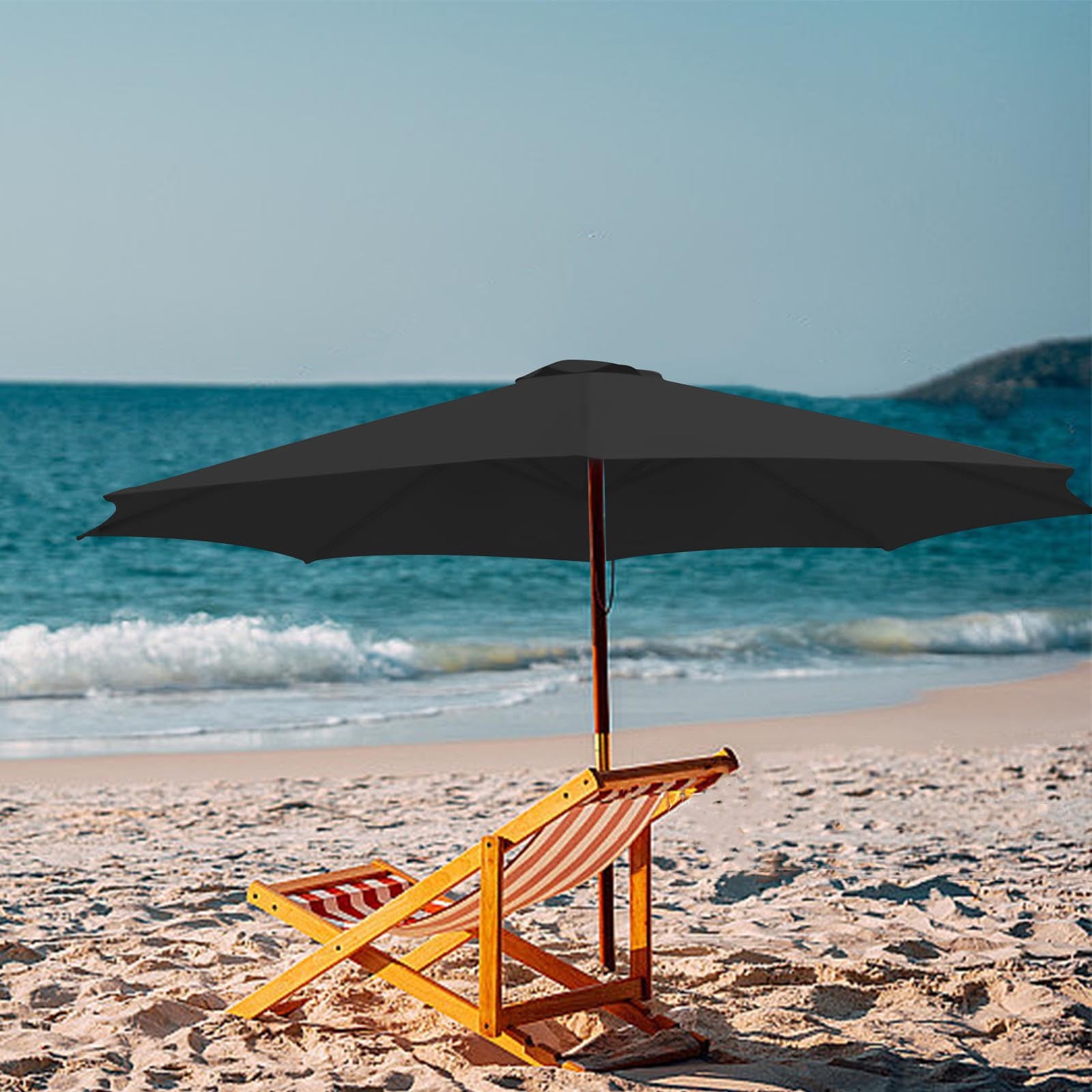 9 ft 6 ribs patio umbrella 9ft Market Rib Replacement Canopy Hunter Green rib replacement canopy made from premium olefin fabric Patio Umbrella Replacement Canopy 9.0