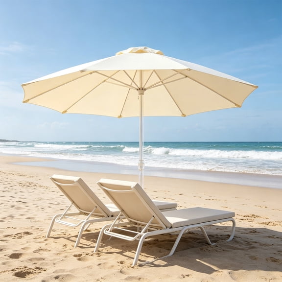 Patio Umbrella Replacement Canopy, 9ft UV Protective Rainproof Cover for 8 Ribs Outdoor Market Table, Backyard Garden Pool Sunshade