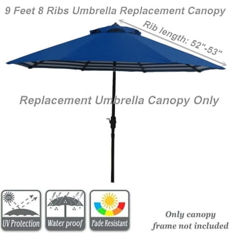 hampton bay patio umbrella sale 8 ribs sunbrella California 12-Year Protection 9-Ft Outdoor Umbrella, Fade-Resistant Acrylic Fabric, Auto Tilt and Crank, Heavy-Duty Aluminum Frame/Reinforced Ribs, Bronze Pole, Air Blue : Patio, Lawn & Garden This 9 outdoor patio umbrella is a practical and stylish addition to any outdoor space Replacement Canopy for Hampton Bay