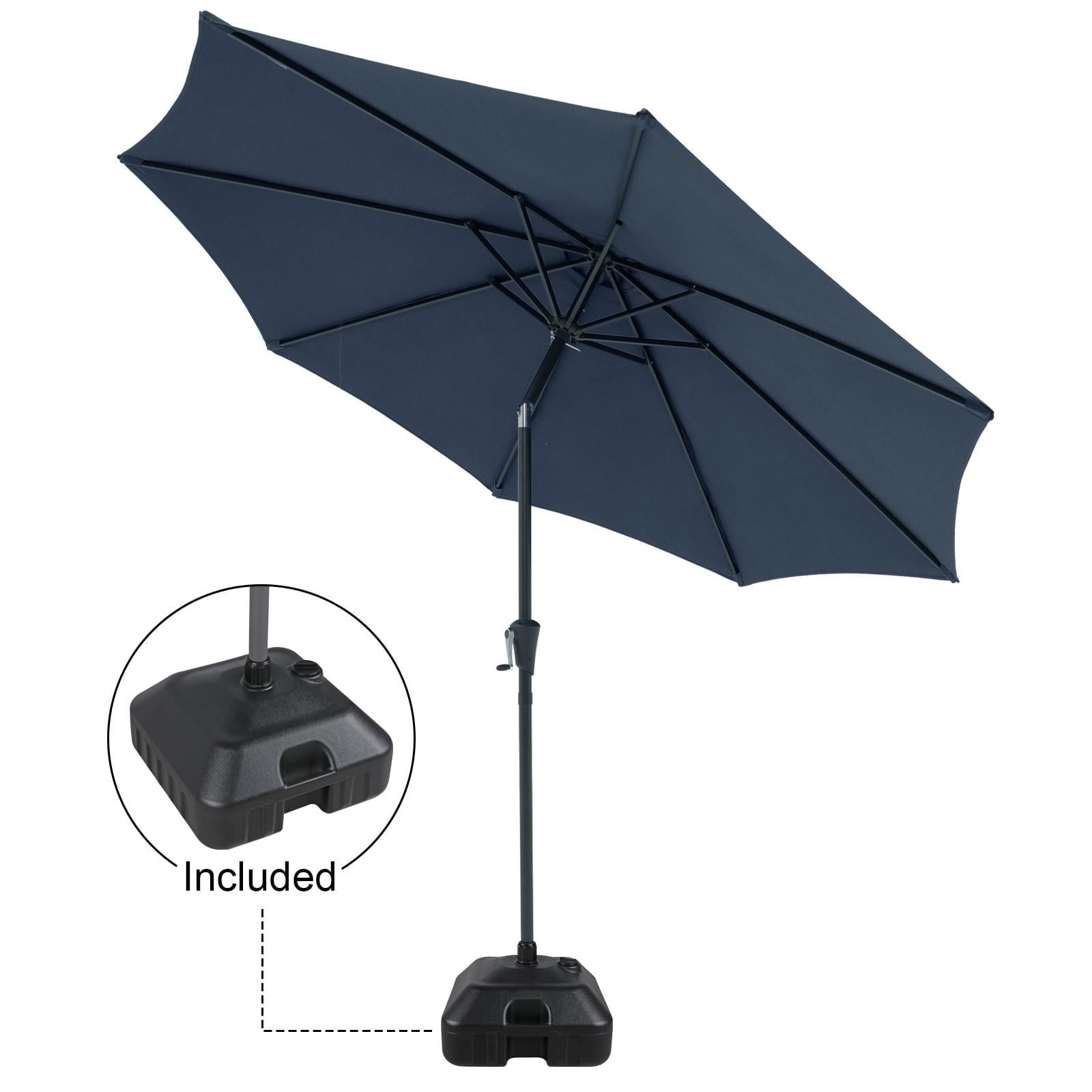 Patio Umbrella with Patio Market Umbrella Base, 9-feet Outdoor Table Market Umbrella