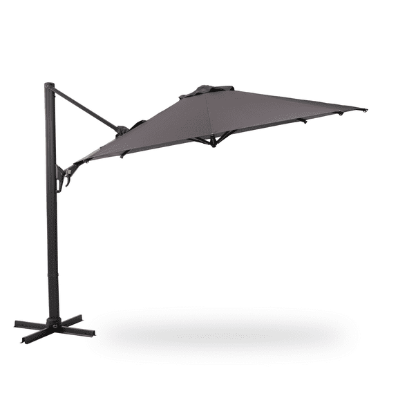 Patio Umbrellas 11 FT Cantilever Patio Umbrella, Round Outdoor Offset Umbrella with 360° Rotation & Tilt Adjustment without Base - Grey,Outdoor Umbrellas