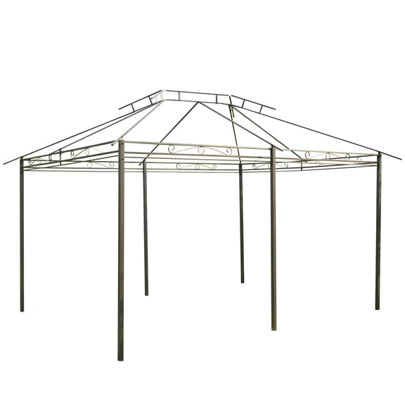 Patio Umbrellas Outsunny 10' x 13' Patio Gazebo, Outdoor Gazebo Canopy Shelter with Curtains, Vented Roof, Steel Frame for Garden, Lawn, Backyard and Deck, Sage Gray,Market Umbrellas