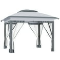 thumbnail image 1 of Patio Umbrellas Outsunny 12' x 12' Pop Up Canopy Tent with Netting and Carry Bag, Instant Sun Shelter with 137 sq.ft Shade, Tents for Parties, Height Adjustable, for Outdoor, Garden, Patio, Gray,Mark, 1 of 8