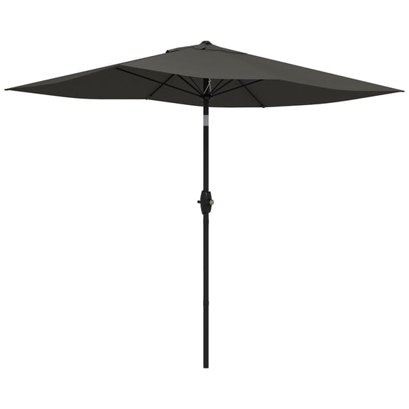 Patio Umbrellas Outsunny 6.5' x 10' Rectangular Market Umbrella, Patio Outdoor Table Umbrella with Crank and Push Button Tilt, Dark Gray,Outdoor Umbrellas