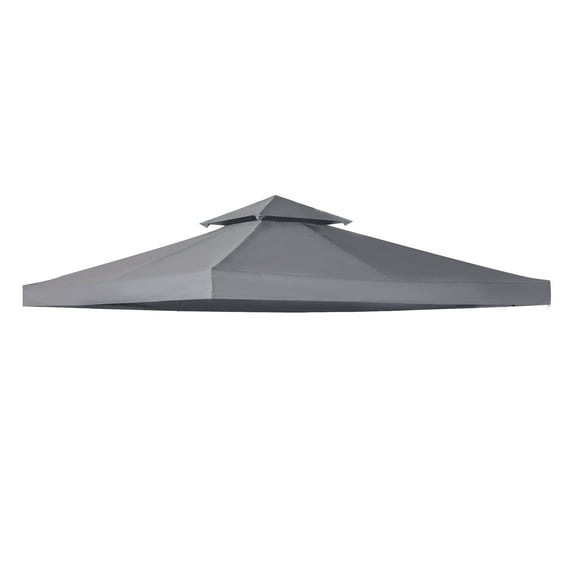 Patio Umbrellas Outsunny 9.8' x 9.8' Gazebo Replacement Canopy, 2-Tier Top UV Cover for 9.84' x 9.84' Outdoor Gazebo, Dark Gray (TOP ONLY),Outdoor Umbrellas