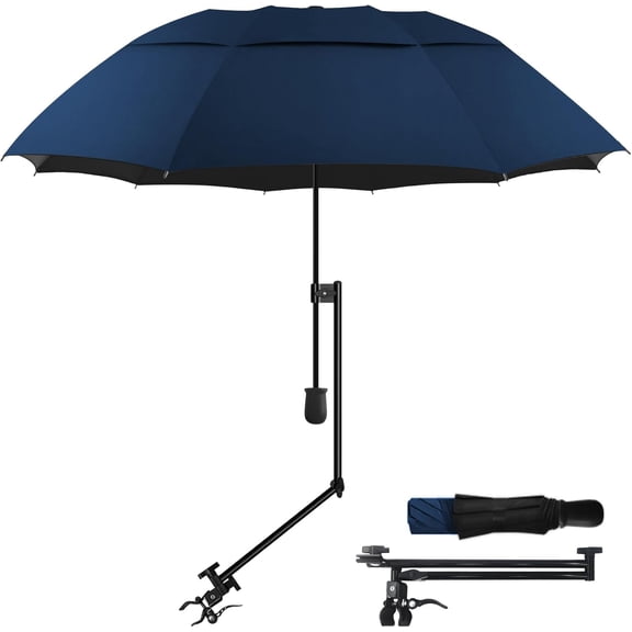 Patio Umbrellas UPF 50+ 360 Adjustable Shade Umbrella,Beach Umbrella with Universal Clamp,Beach Clamp on Umbrella,suitable for Patio,beach chairs,wheelchairs,carts,bleachers,camping and fishing