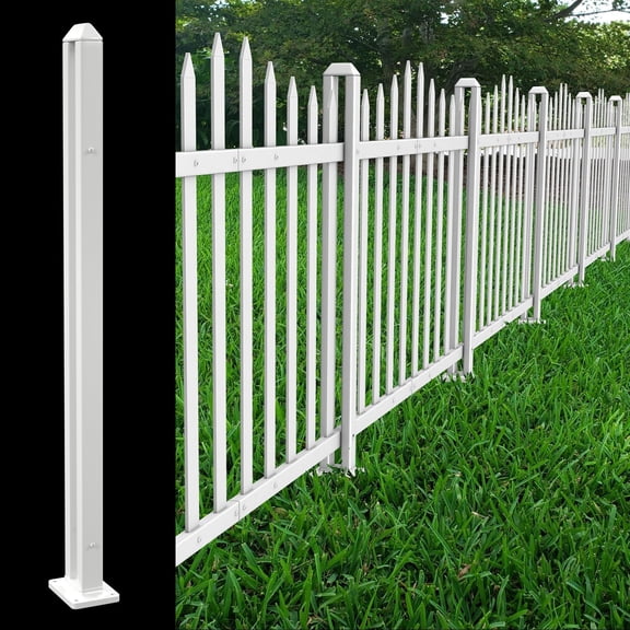 Patio Vinyl Picket Fencing Post Kit 32" High for Curved PVC Decorative Fencings, White Accessories for Outdoor Front Yard Garden Dog Fencing Panel