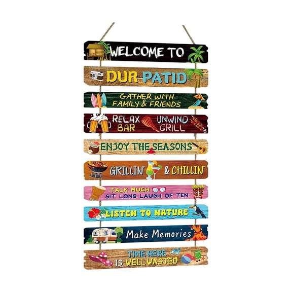 Patio Wall Decorations Outdoor 24 X 12 Inch Wooden Hanging Welcome Sign for Backyard Patio Bar Summer Home Decor 1 Pack