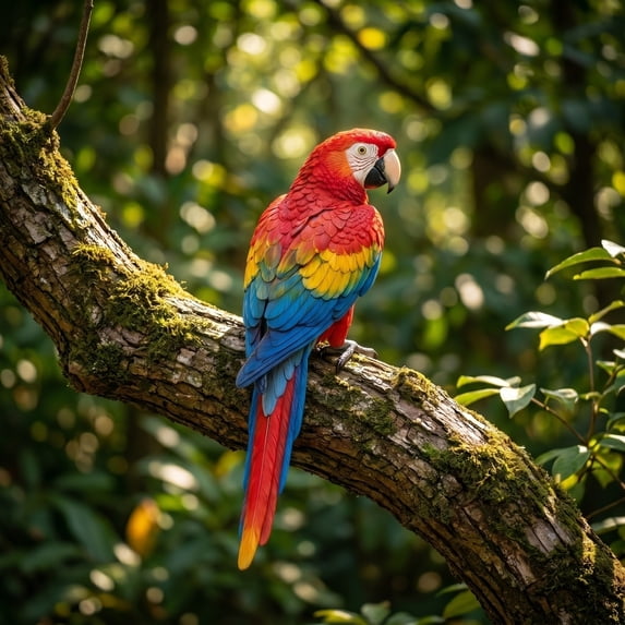 Patio Wall Decorations Outdoor Bird Wall Decor Colorful Parrot Figurine Tropical Wall Art Hanging Decor for Home Garden Balcony Red 1 Pack