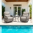 thumbnail image 1 of Patio Wicker 3-Piece Furniture Set Outdoor Rattan Bistro Swivel Rocking Chairs with Side Table Deep Seat Rocker Gliders with 6" Thick Cushions, Beige, 1 of 11