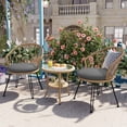 thumbnail image 1 of 3-Piece Outdoor Furniture Sectional Sofa Set,Patio PE Wicker Conversation Sets with Beige Cushions,Top Glass,Lounge Chair for Garden, Deck, Poolside, 1 of 7