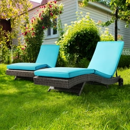 Costway 2PCS Outdoor Rattan Lounge Chair Chaise Recliner Adjustable Cushioned Patio Yard Walmart