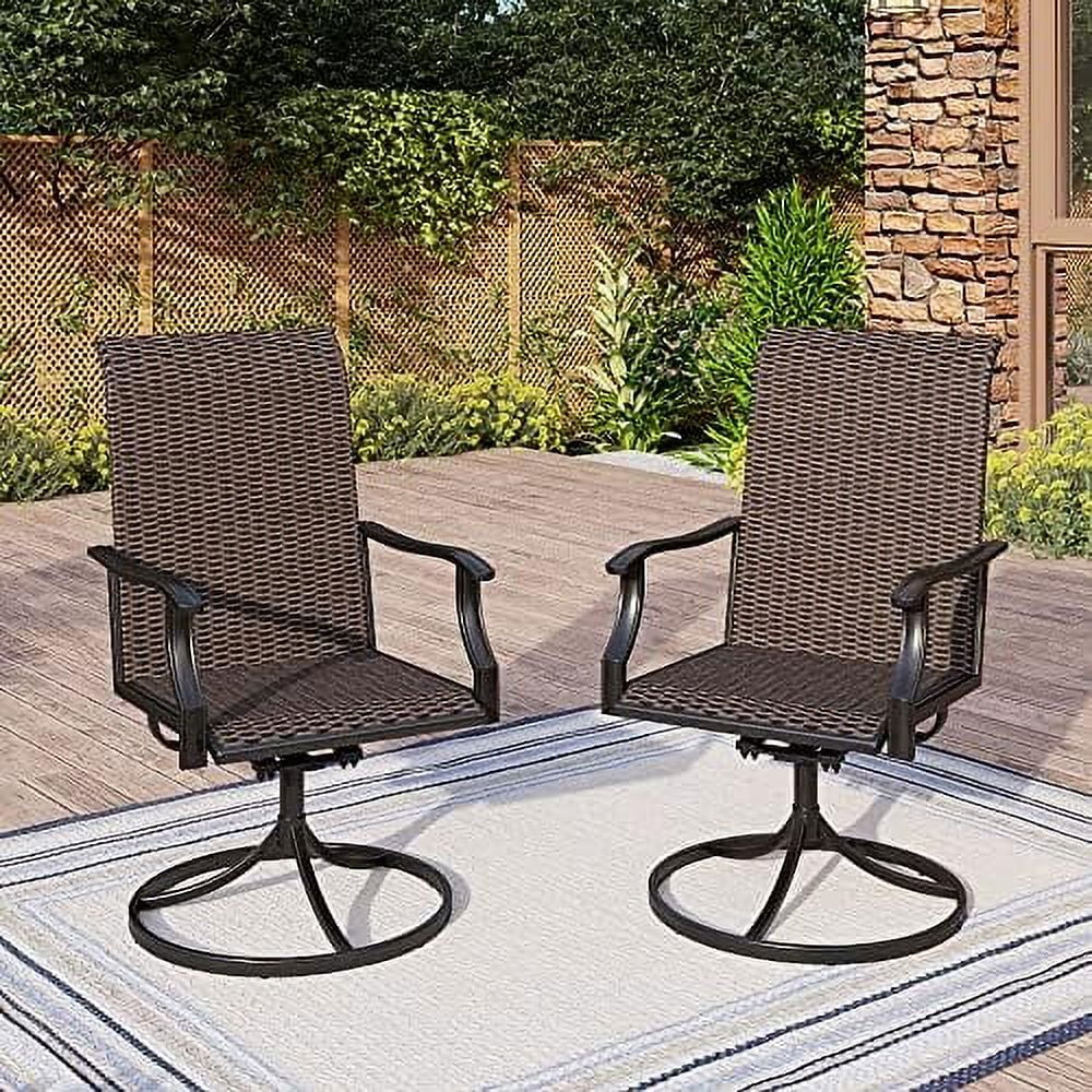 Patio Wicker Dining Chairs Set of 2 Outdoor Rattan Swivel Chairs with ...