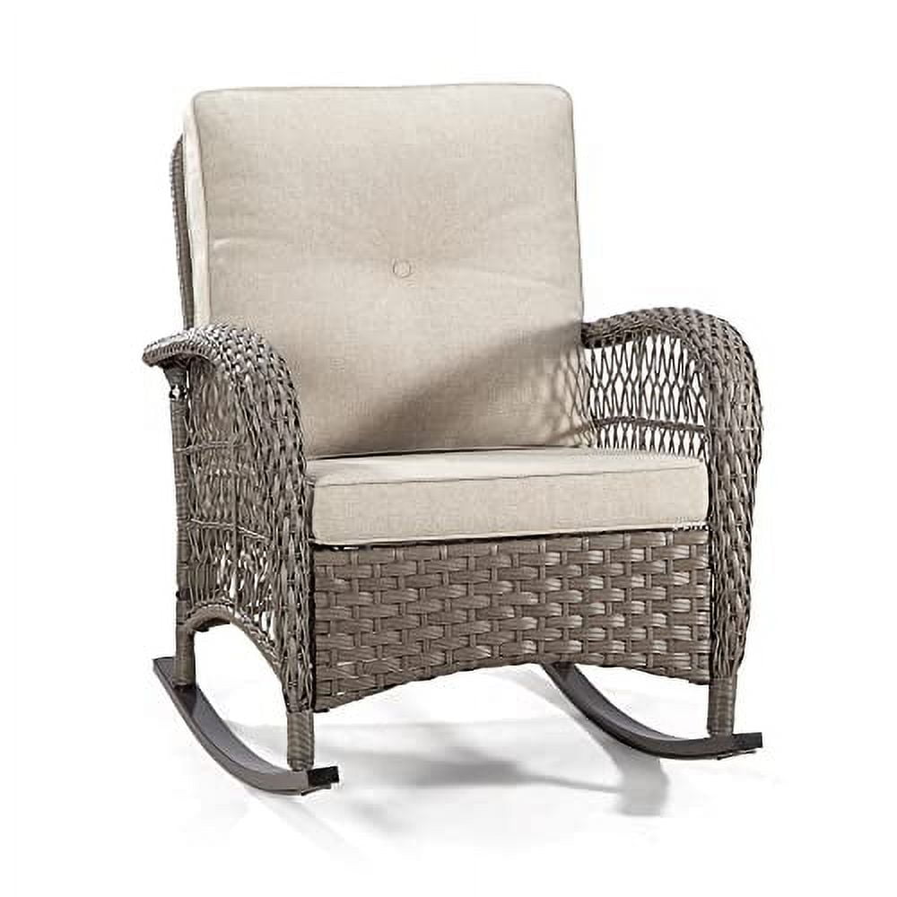 Patio Wicker Rocking Chair - All-Weather Outdoor Rocker Chair with Safe ...