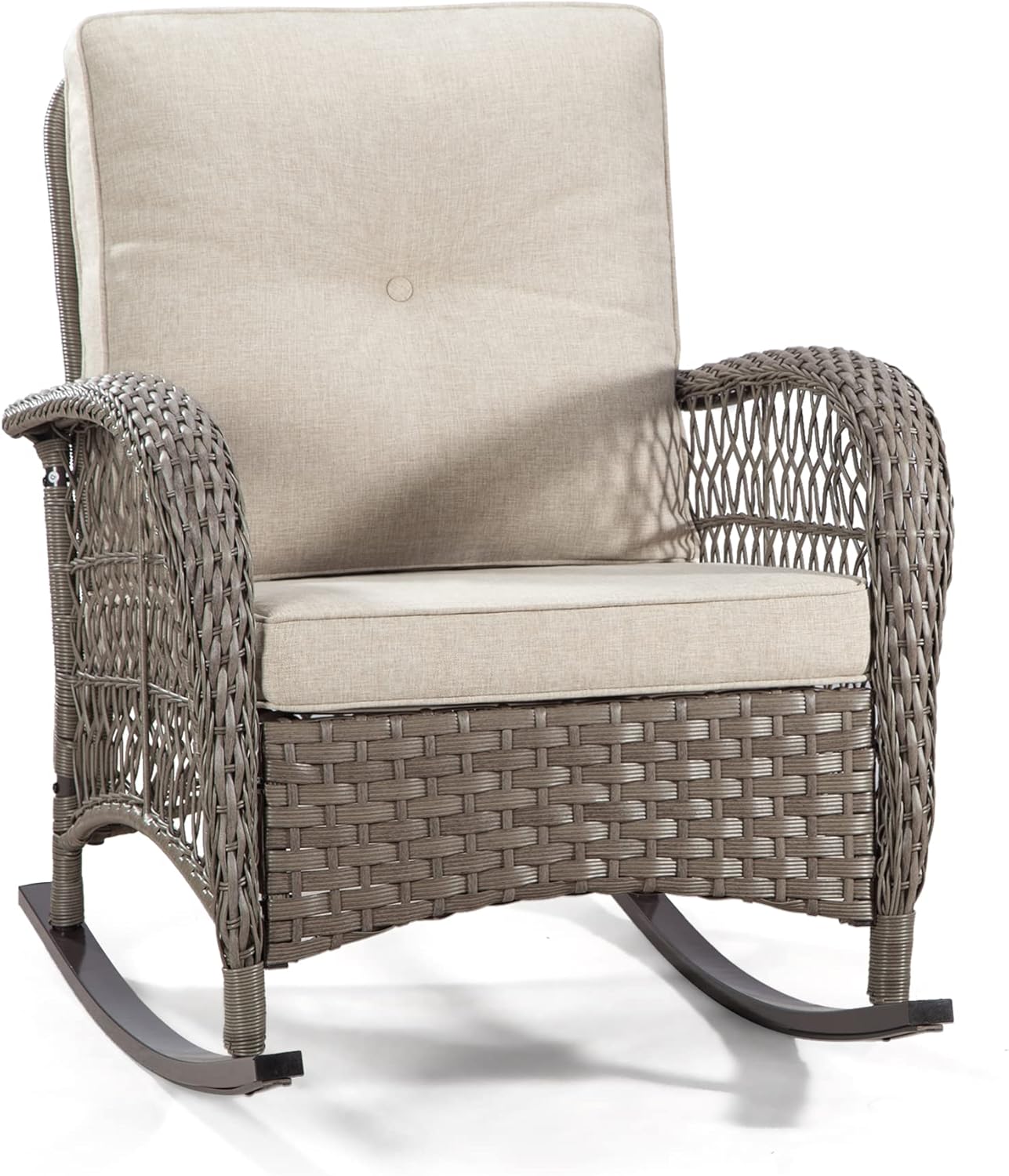 Patio Wicker Rocking Chair - All-Weather Outdoor Rocker Chair with Safe ...