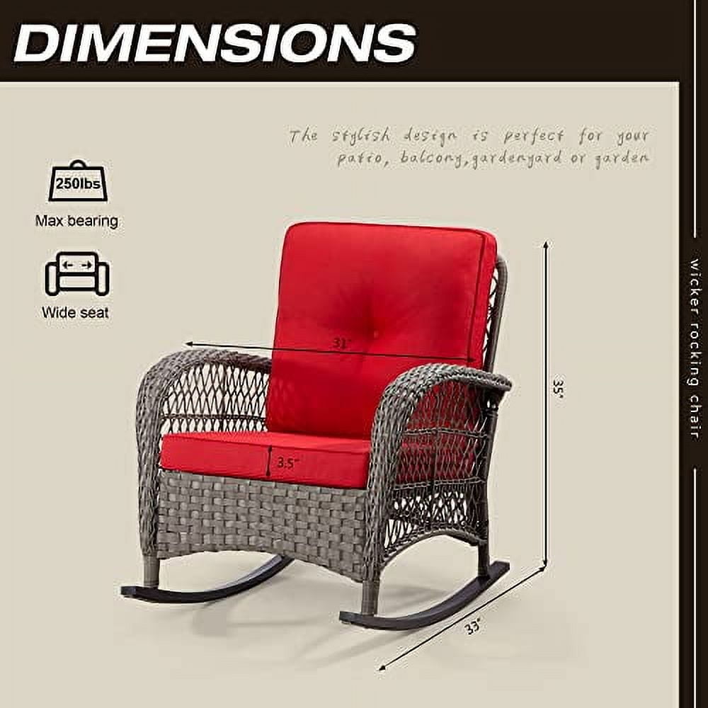 Patio Wicker Rocking Chair - All-Weather Outdoor Rocker Chair with Safe ...