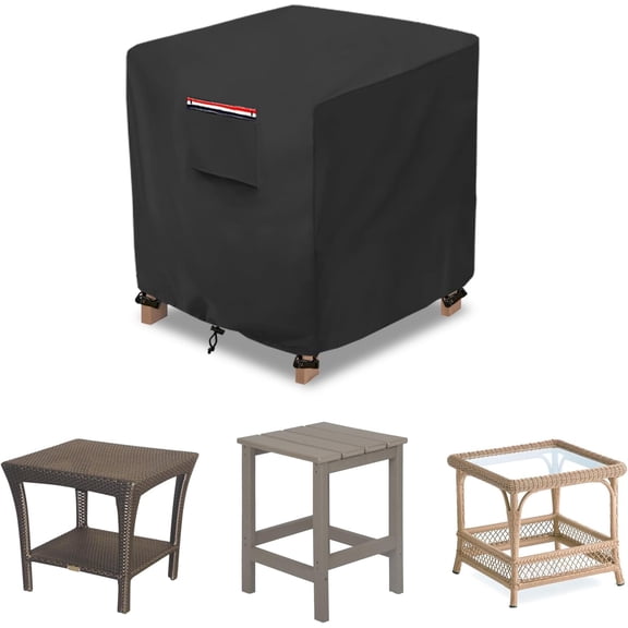 Patio Wicker Side Table Cover,Waterproof Square Patio Small Side Table Cover,Suitable for 3-Piece Outdoor Wicker Patio Bistro Set Side Table,22W x 22D x 18H inch