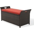 thumbnail image 1 of Patio Wicker Storage Bench Outdoor Rattan Deck Storage Box with Cushion, 1 of 7