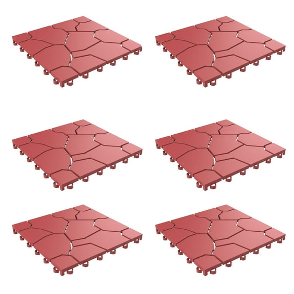 Patio and Deck Tiles 2 Boxes 12 Tiles– Interlocking Brickby Pure Garden (Brick Red)