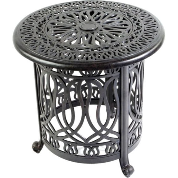 Patio end table cast aluminum Ice bucket insert round Elisabeth side outdoor furniture.