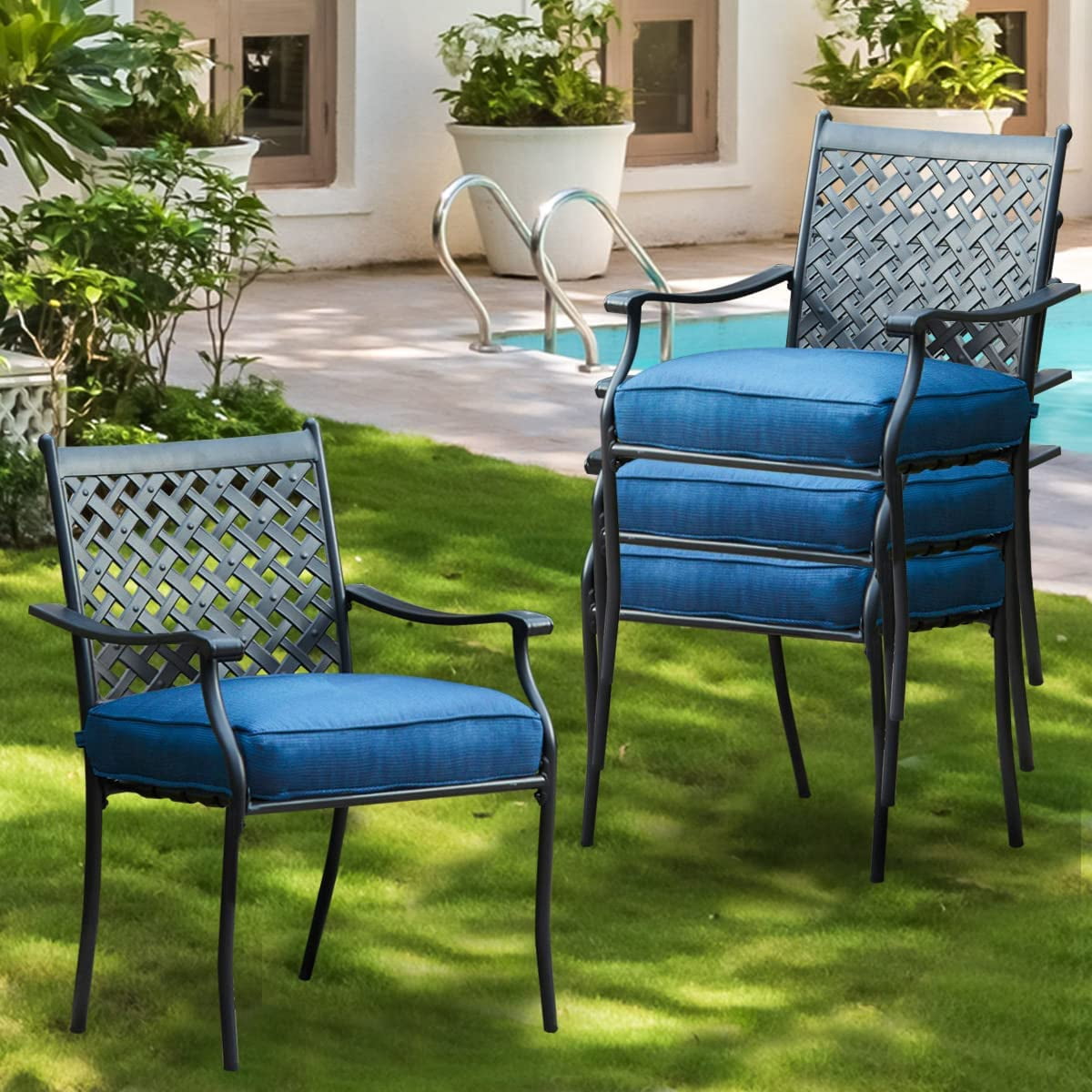 PatioFestival Patio Dining Chairs Stackable Outdoor Chairs Dining ...